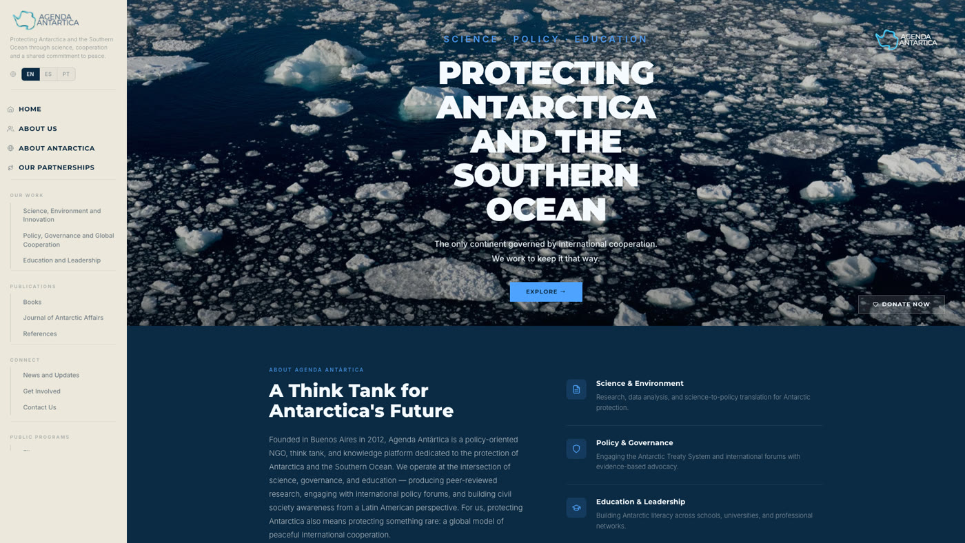 Agenda Antártica — nonprofit platform