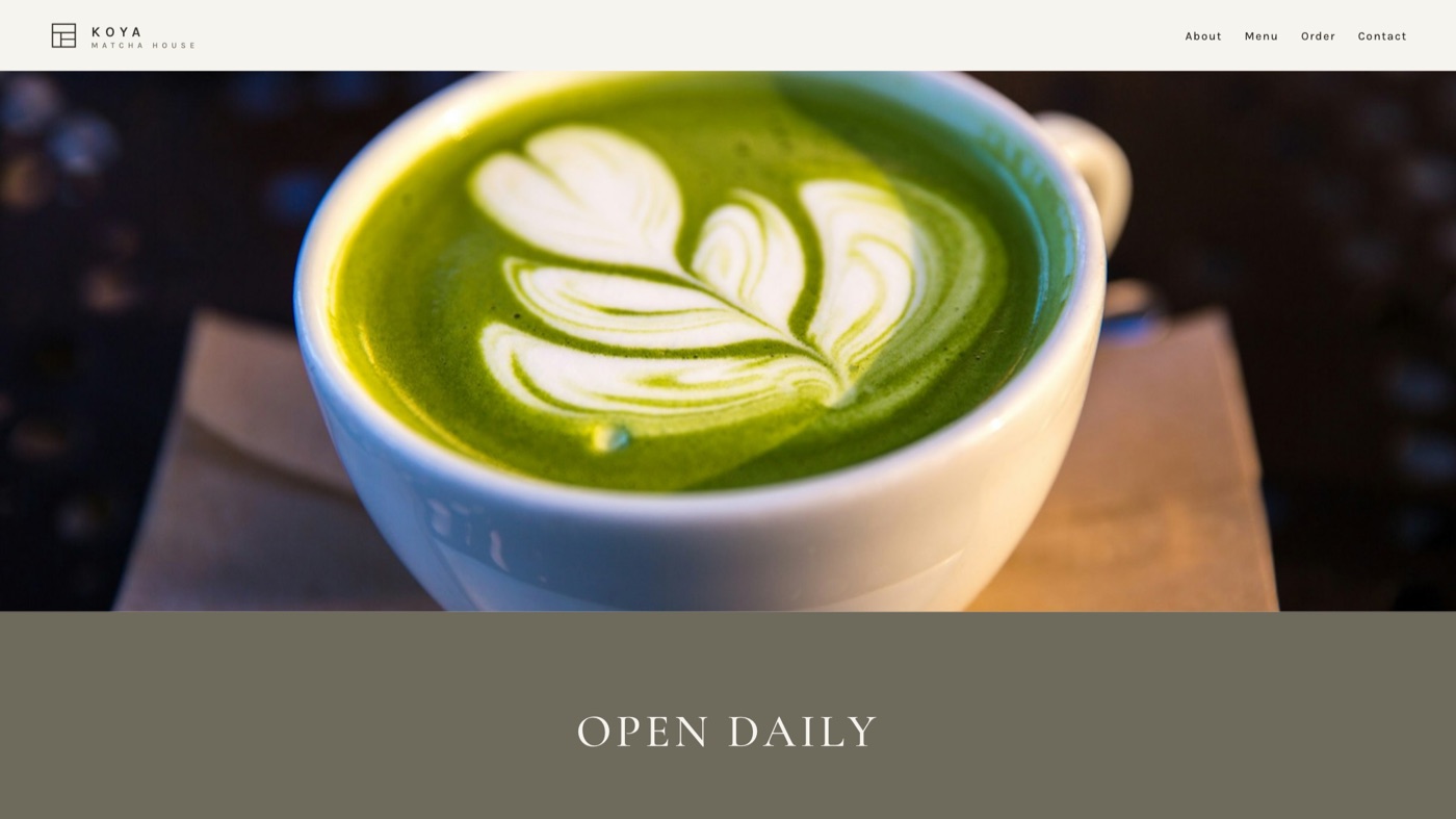Koya — matcha house website concept