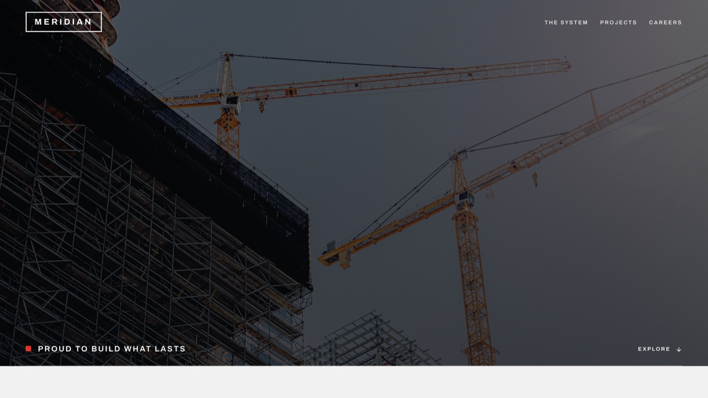 Meridian — construction company website concept